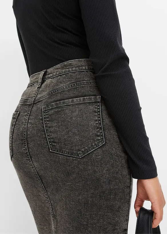 Gonna di jeans con bottoni gioiello, bonprix