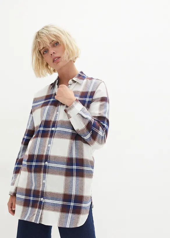 Camicia lunga in flanella di puro cotone, bonprix