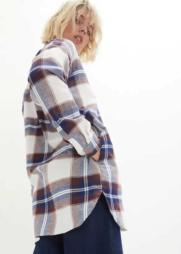 Camicia lunga in flanella di puro cotone, bonprix