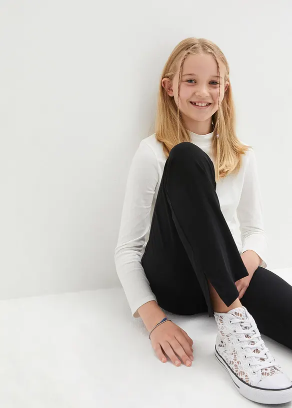 Pantaloni svasati con spacchi in misto cotone biologico, bonprix