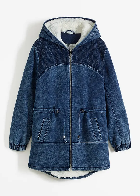 Parka in jeans con fodera effetto peluche, bonprix