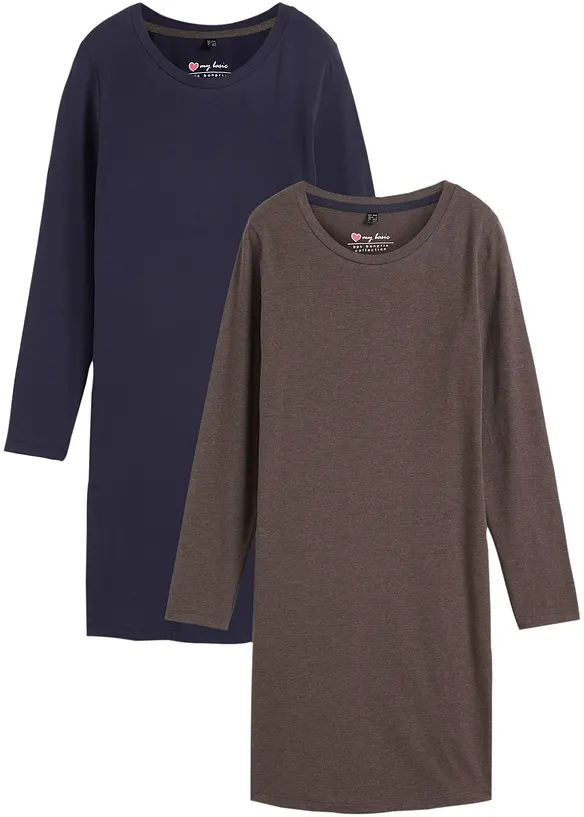 Abito in jersey aderente (pacco da 2), bonprix
