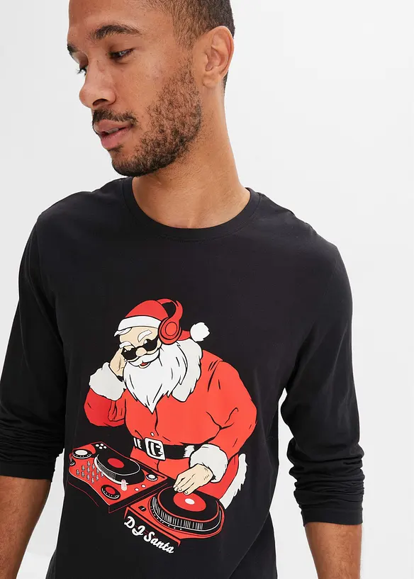 Maglia a maniche lunghe natalizia in cotone biologico, bonprix