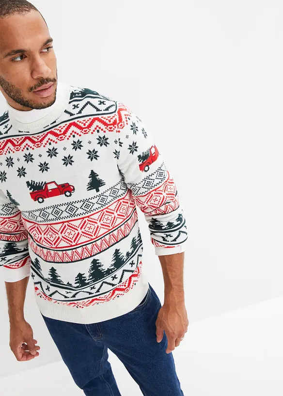 Maglione in filato fine con motivo natalizio, bonprix