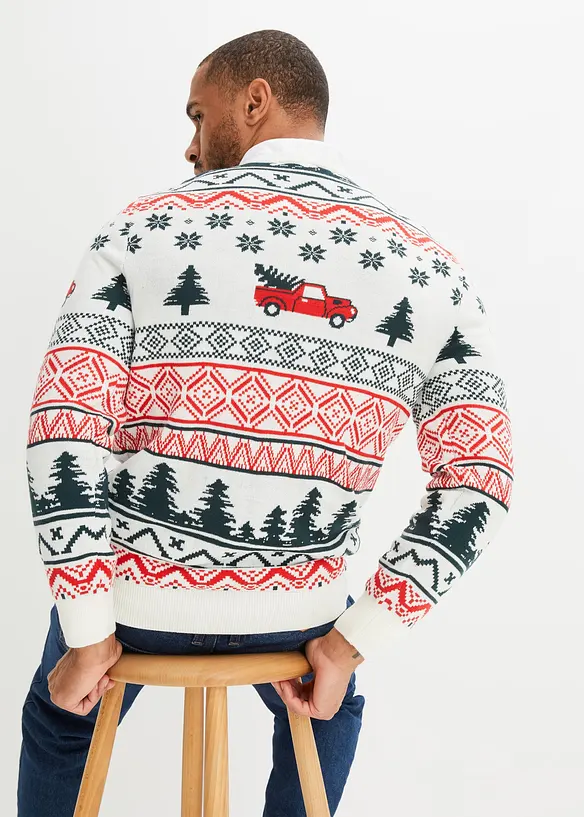 Maglione in filato fine con motivo natalizio, bonprix