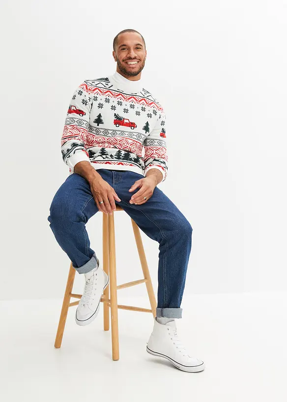 Maglione in filato fine con motivo natalizio, bonprix