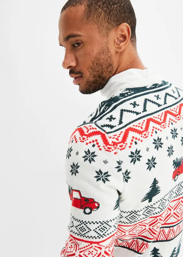 Maglione in filato fine con motivo natalizio, bonprix