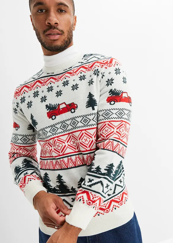 Maglione in filato fine con motivo natalizio, bonprix