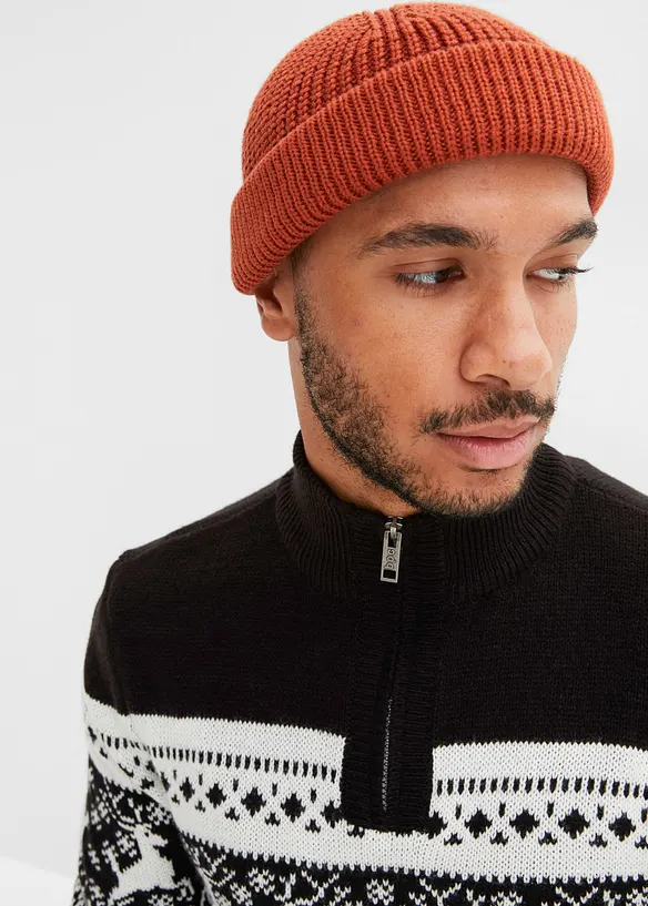 Maglione norvegese con collo e zip, bonprix