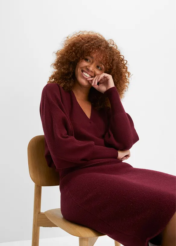 Abito in maglia con pizzo, bonprix