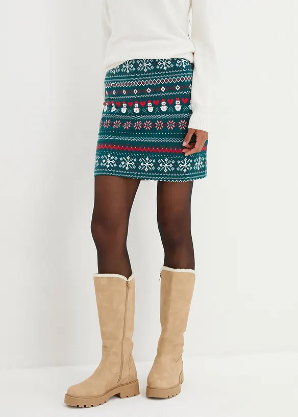 Minigonna con motivo norvegese in misto cotone ed elastan, bonprix