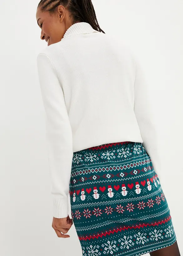 Minigonna con motivo norvegese in misto cotone ed elastan, bonprix