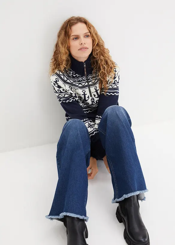 Maglione norvegese con zip, bonprix