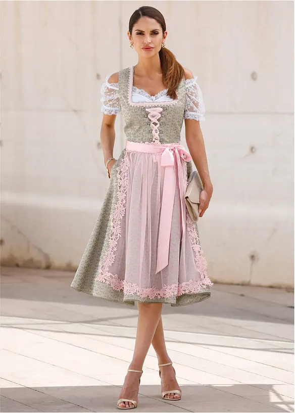 Camicetta bavarese con maniche in pizzo Premium, bonprix