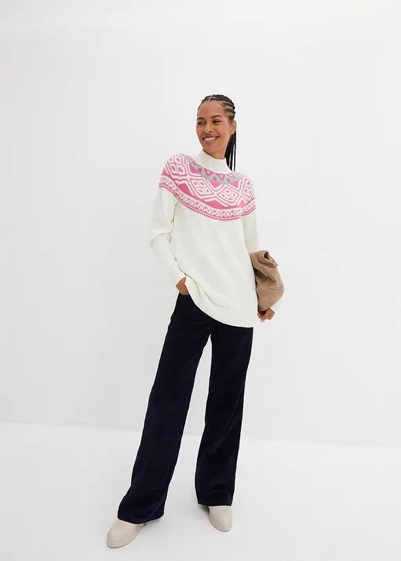 Maglione norvegese con spacchi ai lati, bonprix