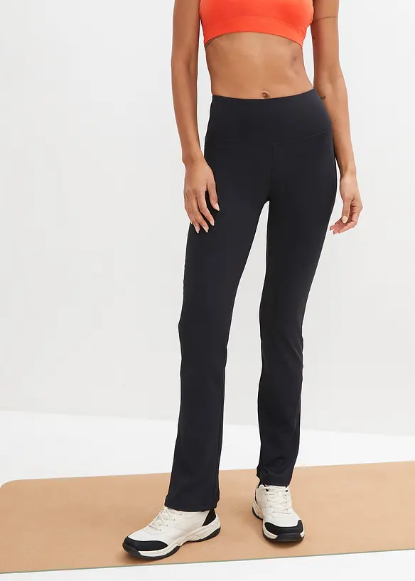 Pantaloni sportivi modellanti con tasca, svasati, bonprix