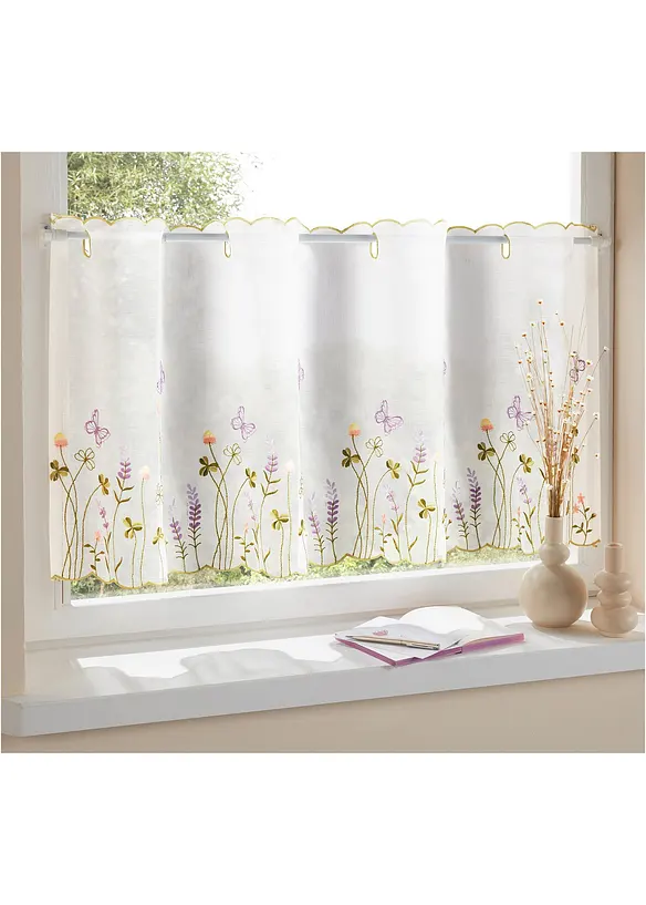Tenda a vetro con fiori ricamati, bonprix