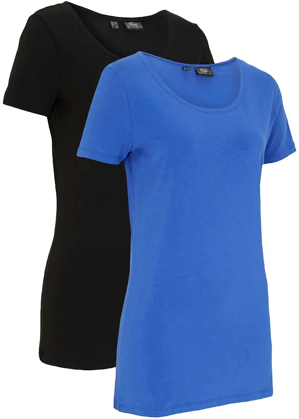T-shirt lunga con scritta (pacco da 2), bonprix