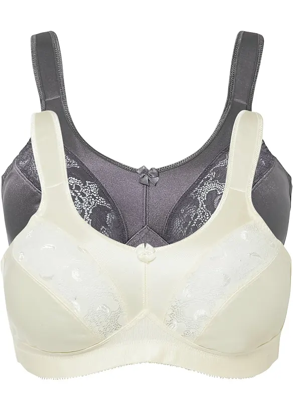 Reggiseno contenitivo senza ferretto con spalline imbottite (pacco da 2), bonprix
