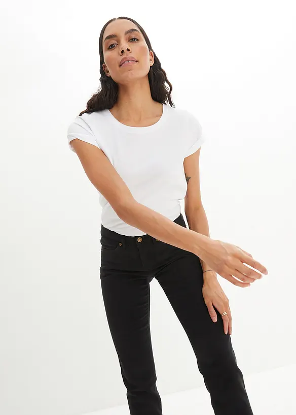 Jeans elasticizzati straight, vita media, bonprix