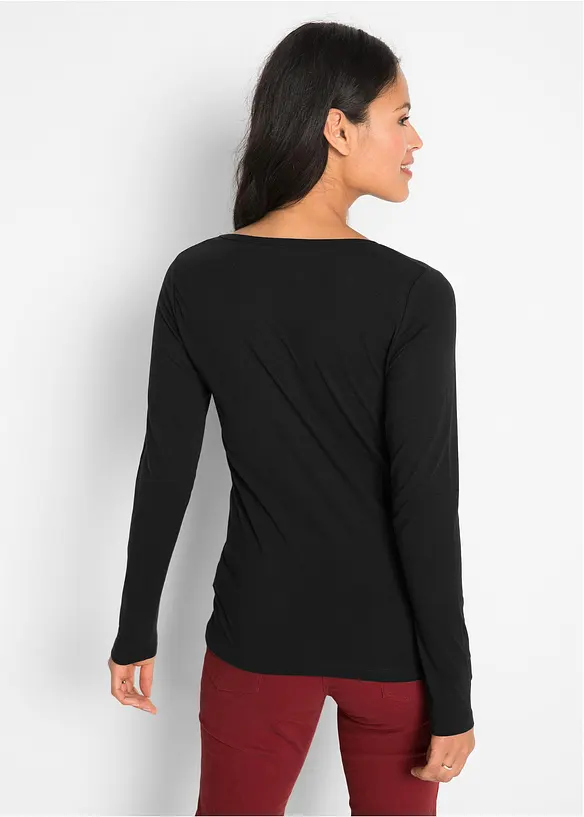 Maglia elasticizzata aderente a maniche lunghe, bonprix