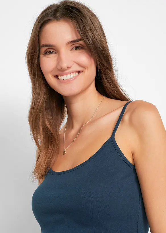 Top con spalline sottili in puro cotone (pacco da 3), bonprix