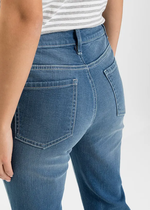 Jeans bootcut in cotone biologico, vita media, bonprix