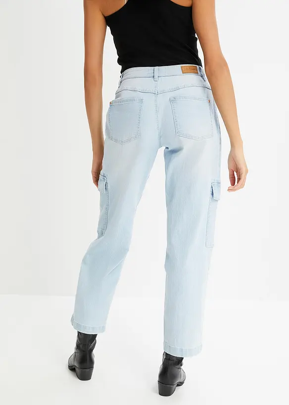 Jeans elasticizzati cargo, mid waist, bonprix