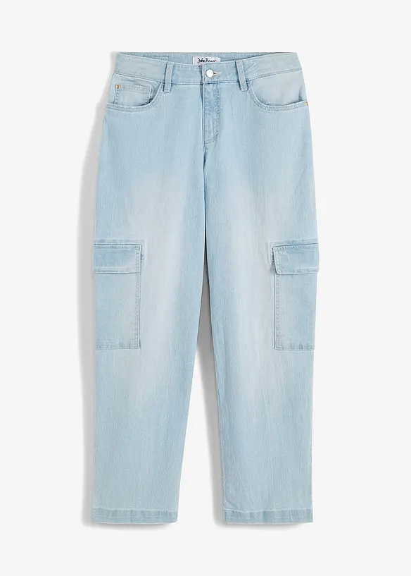 Jeans elasticizzati cargo, mid waist, bonprix