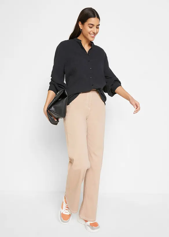 Camicia lunga in mussola di cotone, bonprix