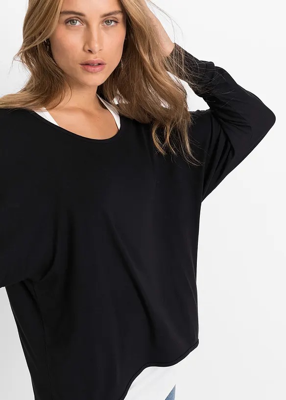 Maglia lunga con top in misto viscosa, bonprix