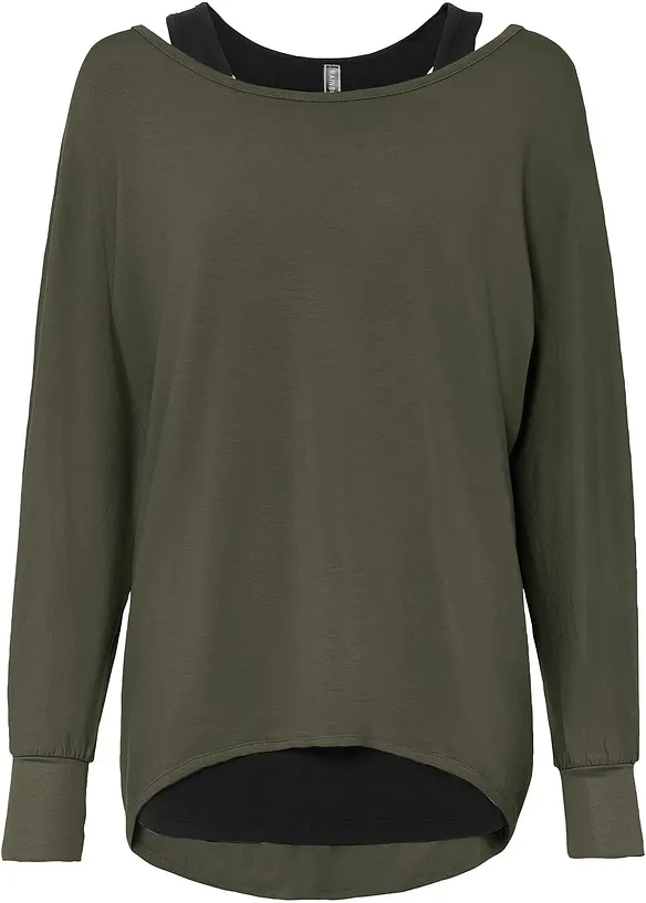 Maglia lunga con top in misto viscosa, bonprix