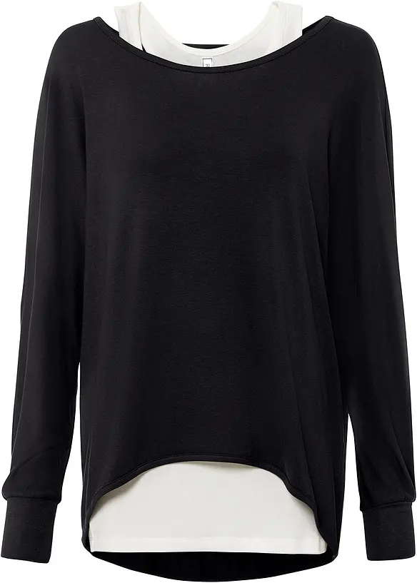 Maglia lunga con top in misto viscosa, bonprix