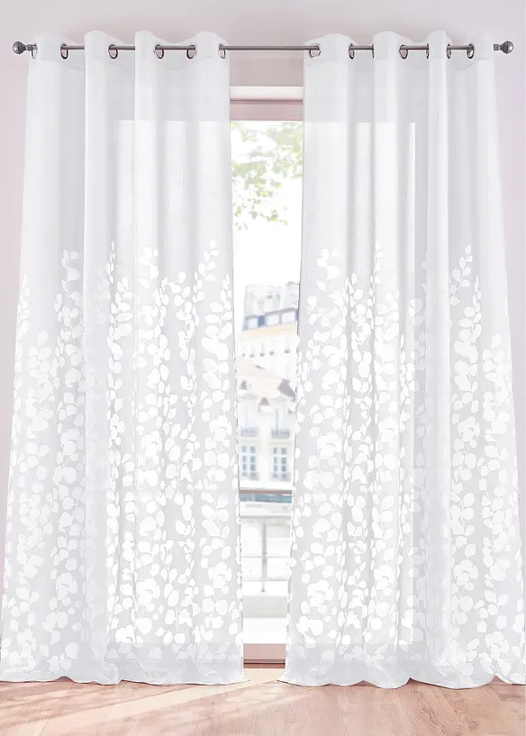 Tenda in tessuto devoré con foglie (pacco da 1), bonprix