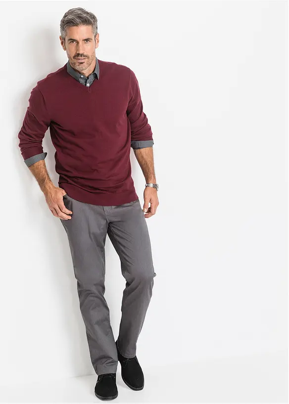 Maglione in filato fine con scollo a V, bonprix