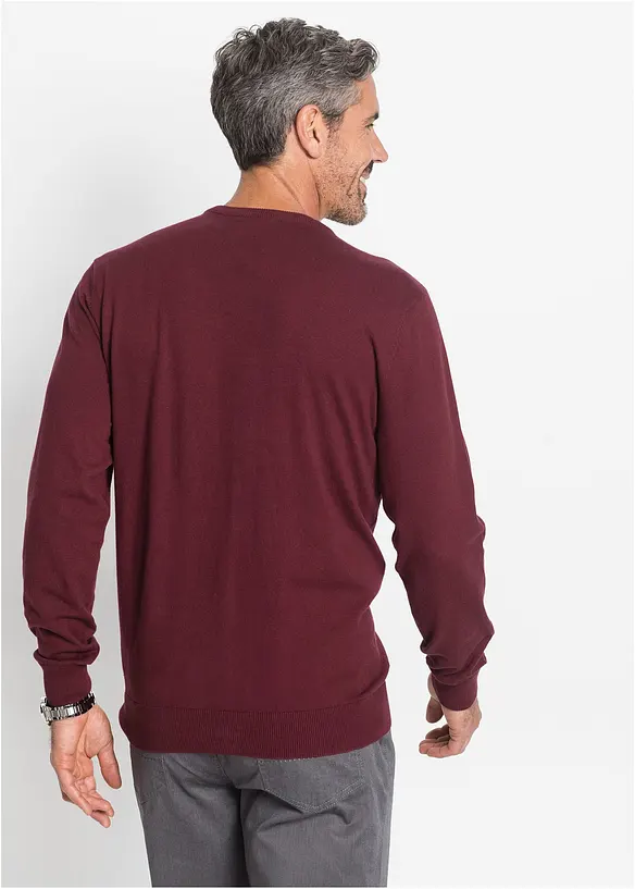 Maglione in filato fine con scollo a V, bonprix
