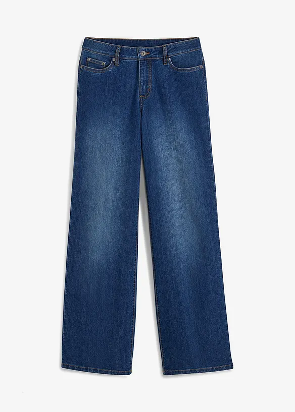 Jeans wide leg elasticizzati, vita media, bonprix