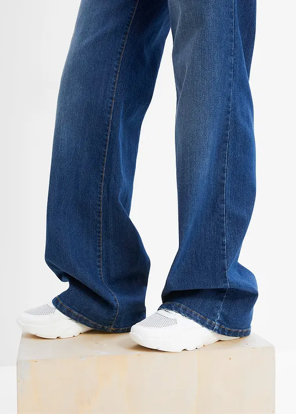 Jeans wide leg elasticizzati, vita media, bonprix