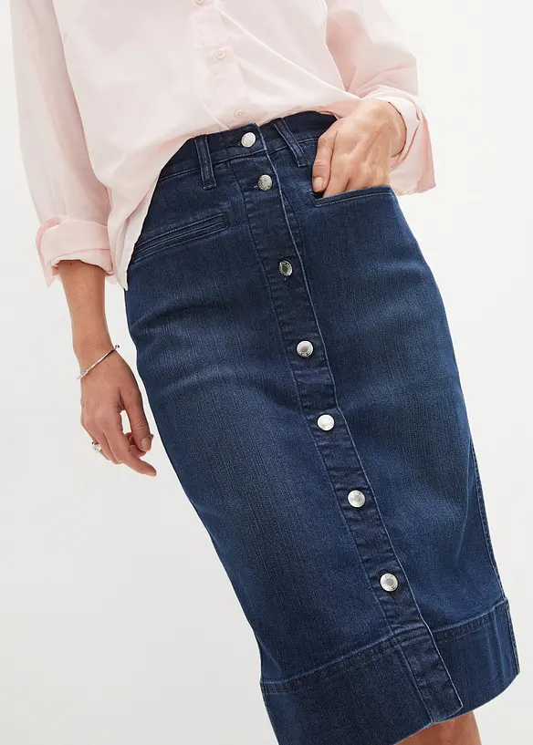 Gonna di jeans con bottoni decorativi, bonprix