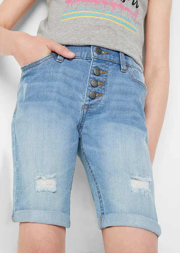 Bermuda di jeans elasticizzati, vita media, bonprix