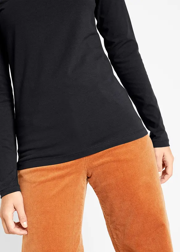 Maglia a maniche lunghe con puro cotone biologico (pacco da 2), bonprix