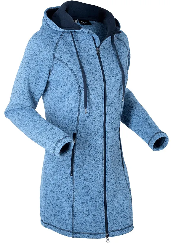 Giacca lunga in pile con cappuccio, bonprix