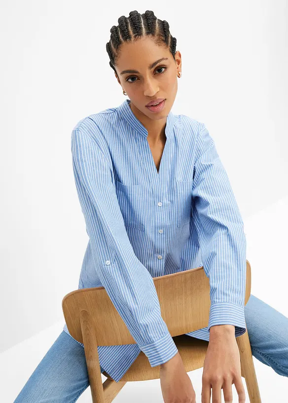Blusa lunga con maniche arrotolabili, bonprix