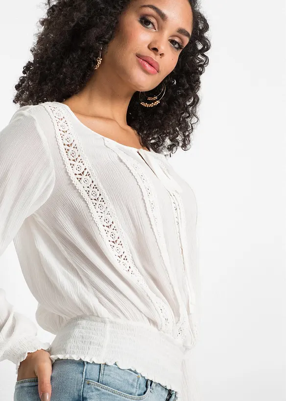 Blusa in morbida viscosa con elastico al fondo, bonprix