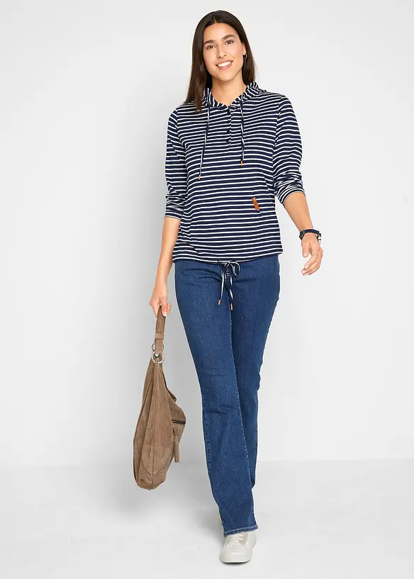 Jeans in cotone biologico bootcut, vita media, bonprix