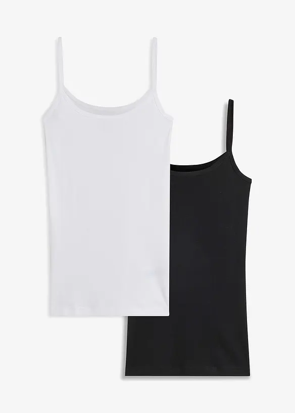 Top con spalline sottili in puro cotone (pacco da 2), bonprix
