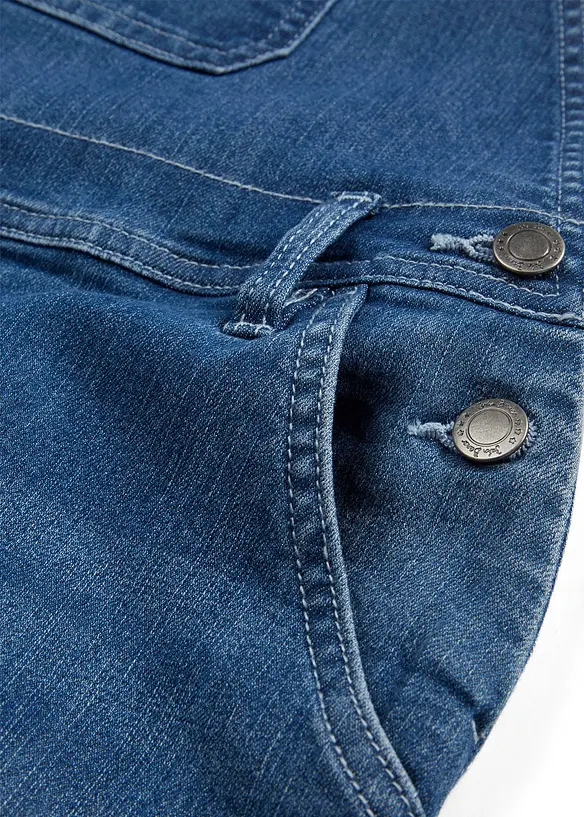 Salopette di jeans, vita media, bonprix
