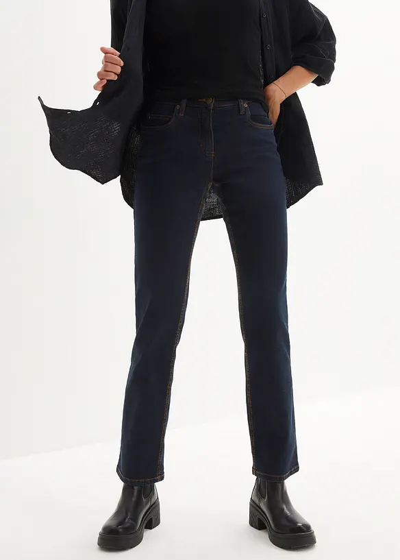 Jeans straight elasticizzati, vita media, bonprix