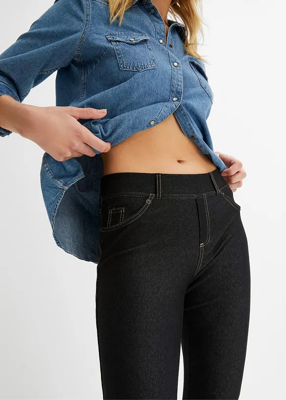 Leggings effetto jeans con cerniere, bonprix