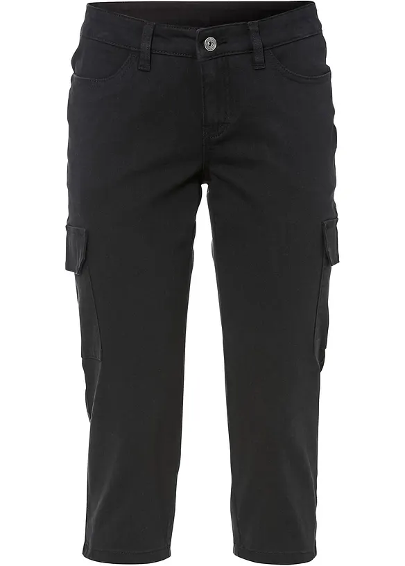 Pantaloni capri in misto cotone elasticizzato, bonprix